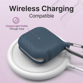 Catalyst case clipped to backpack with carabiner for portability