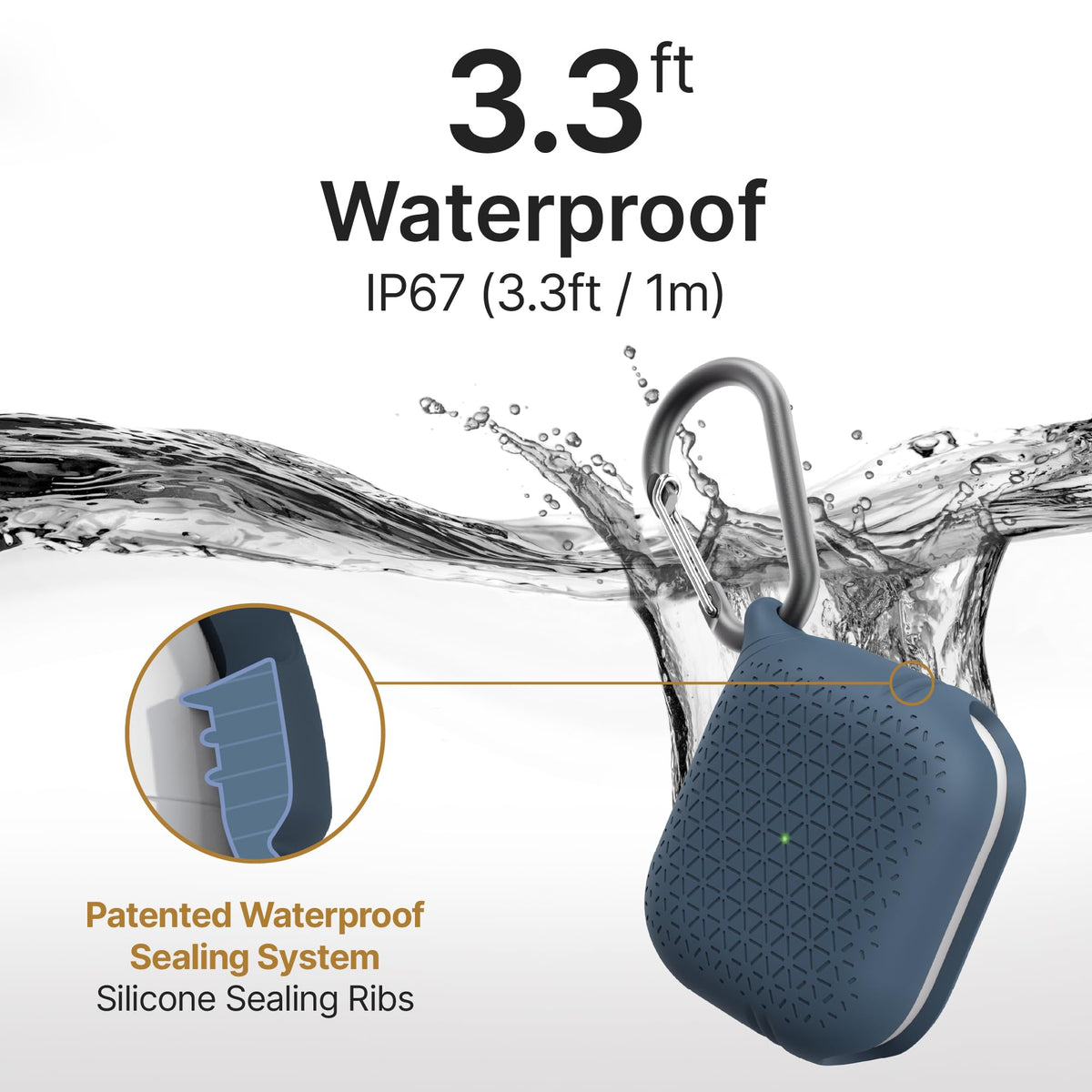 Catalyst case open on AirPods 3 showing precise secure fit