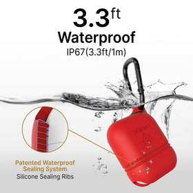 Catalyst case clipped to backpack with carabiner for portable carry