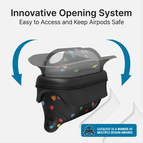 Catalyst case clipped to bag with carabiner showing hands-free carry benefit