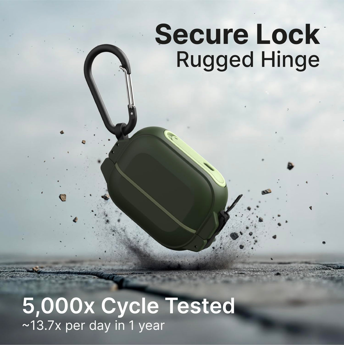 Catalyst case clipped to backpack with carabiner for hands-free carrying