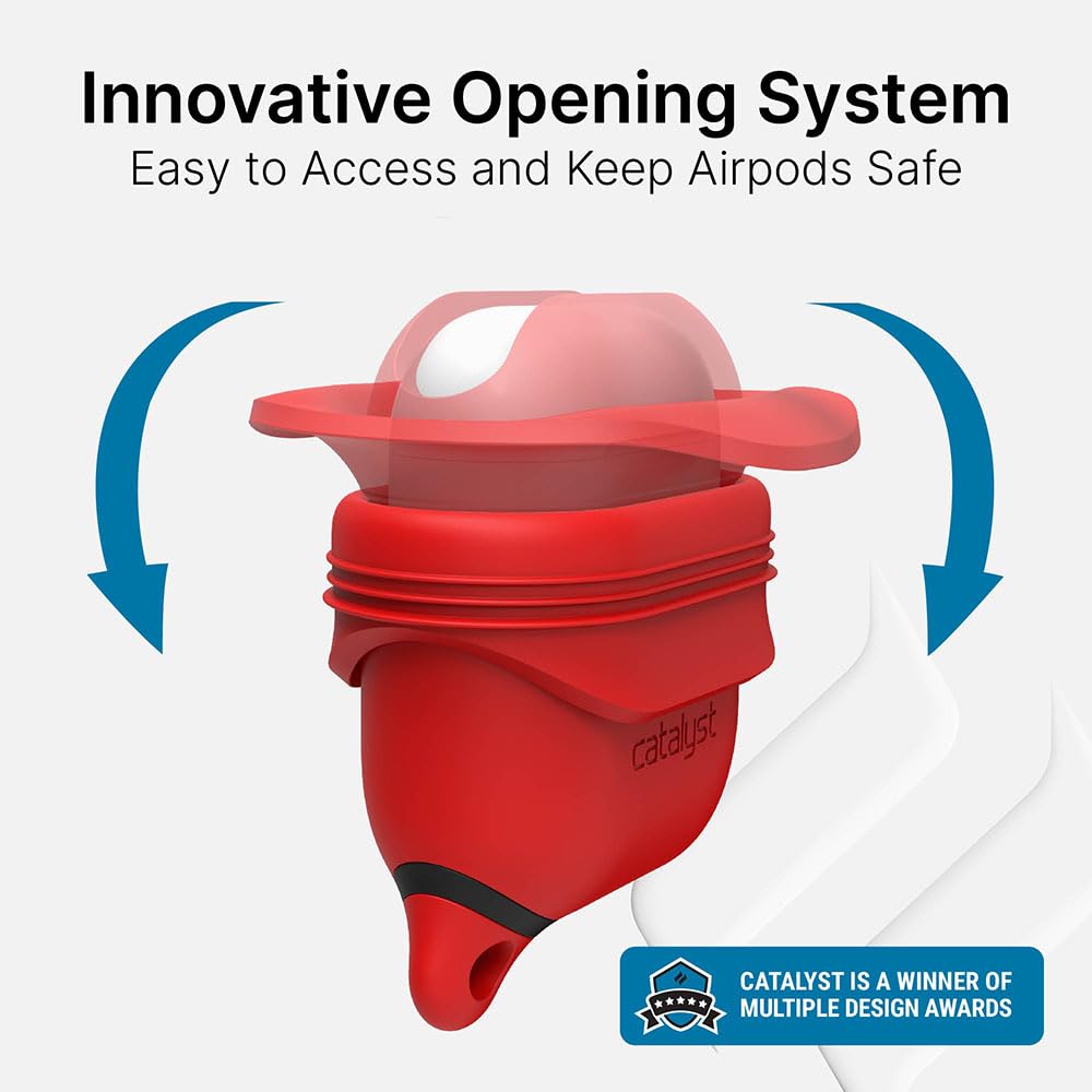 Catalyst case protecting AirPods during simulated drop for impact safety