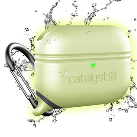 Catalyst front view showing case on AirPods Pro and secure protection