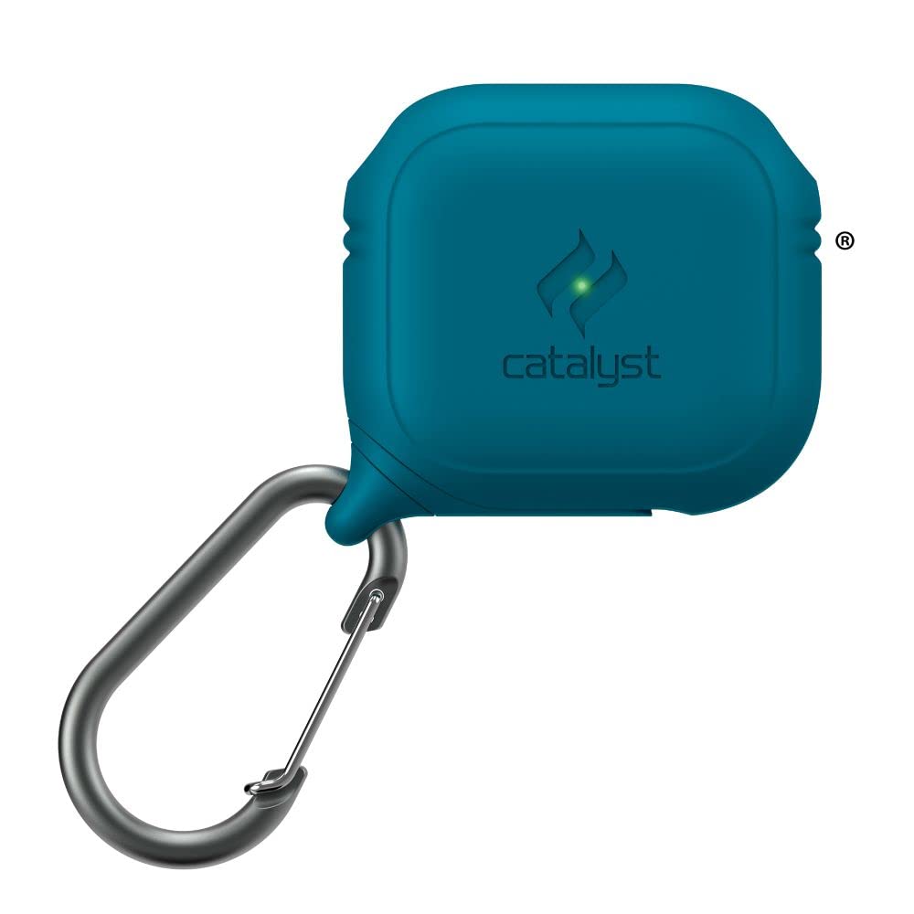 Catalyst front view showing AirPods 3 case and protective fit benefit