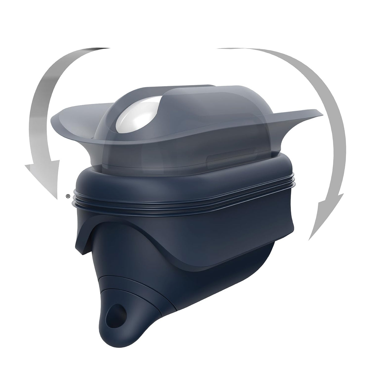 Catalyst clipped to backpack in outdoor setting for secure carrying
