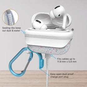 Catalyst open lid revealing AirPods Pro fit, brand enables easy access
