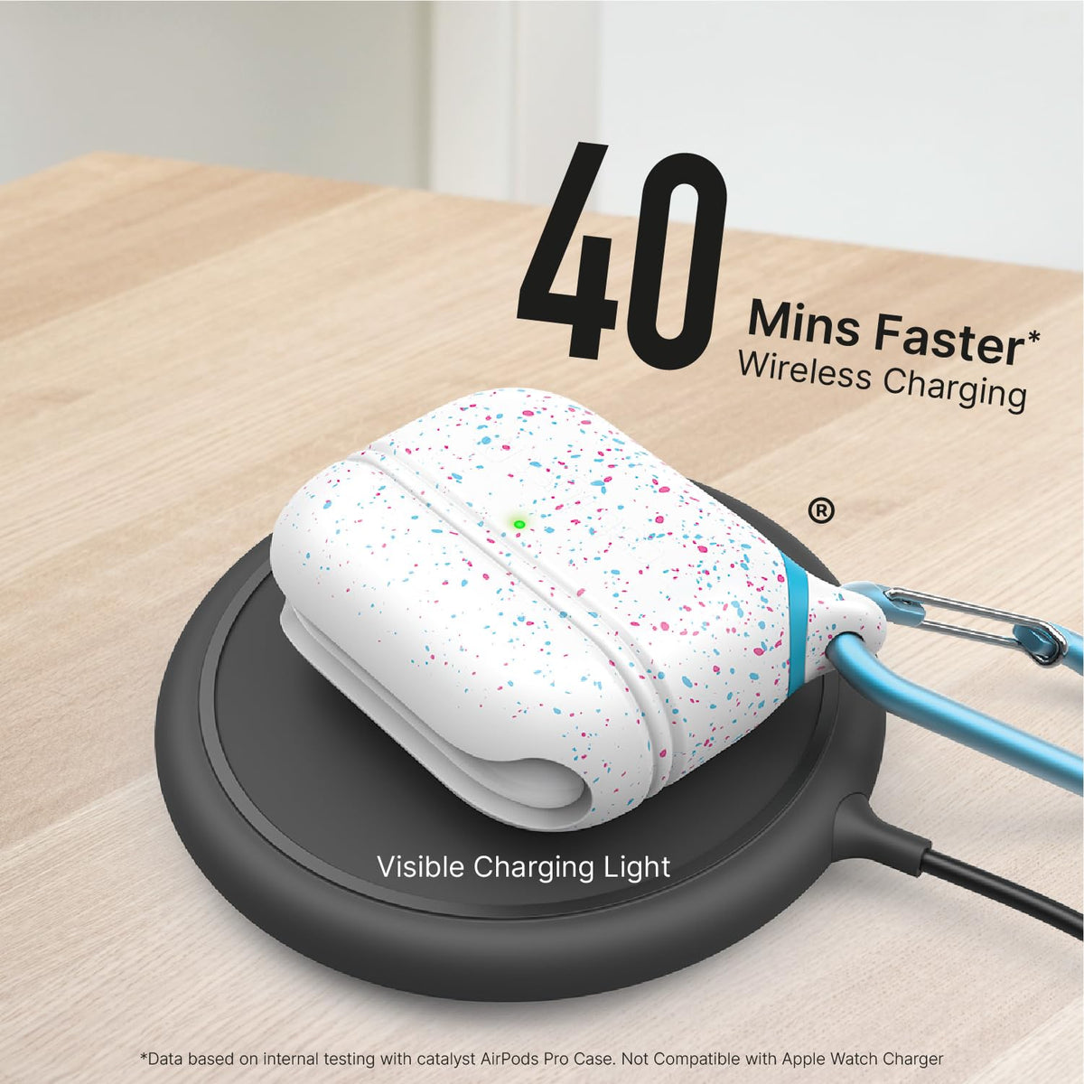 Catalyst charging on wireless pad, brand ensures convenient Qi charging