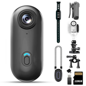 Catchallway 4K mini body camera front view captures travel scenes with crisp details for vlogging.