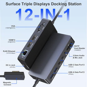 Cateck Surface Dock delivers 4K HDMI + VGA outputs for crystal-clear visuals.