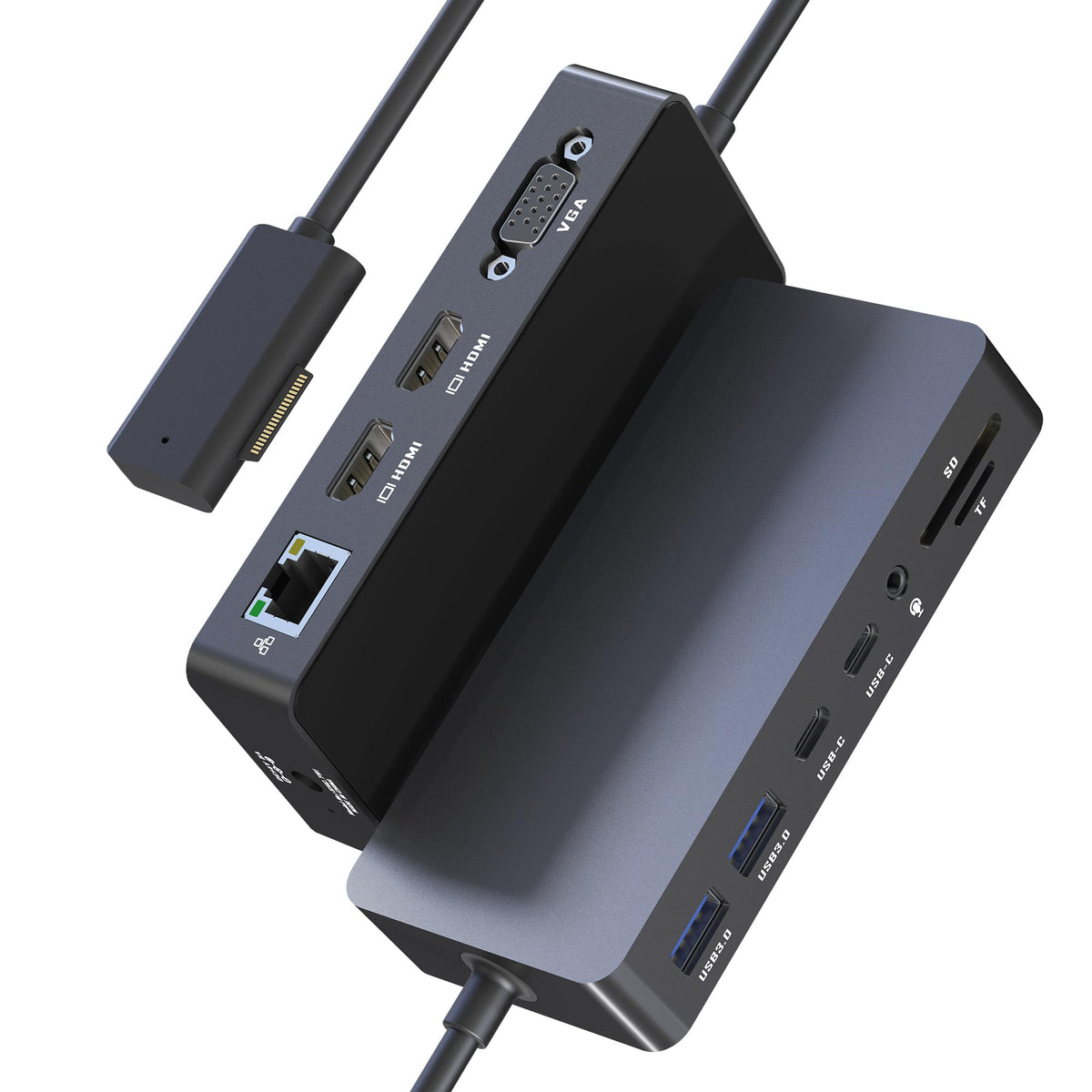 Cateck Surface Dock enables triple-display setup for enhanced multitasking on Surface devices.