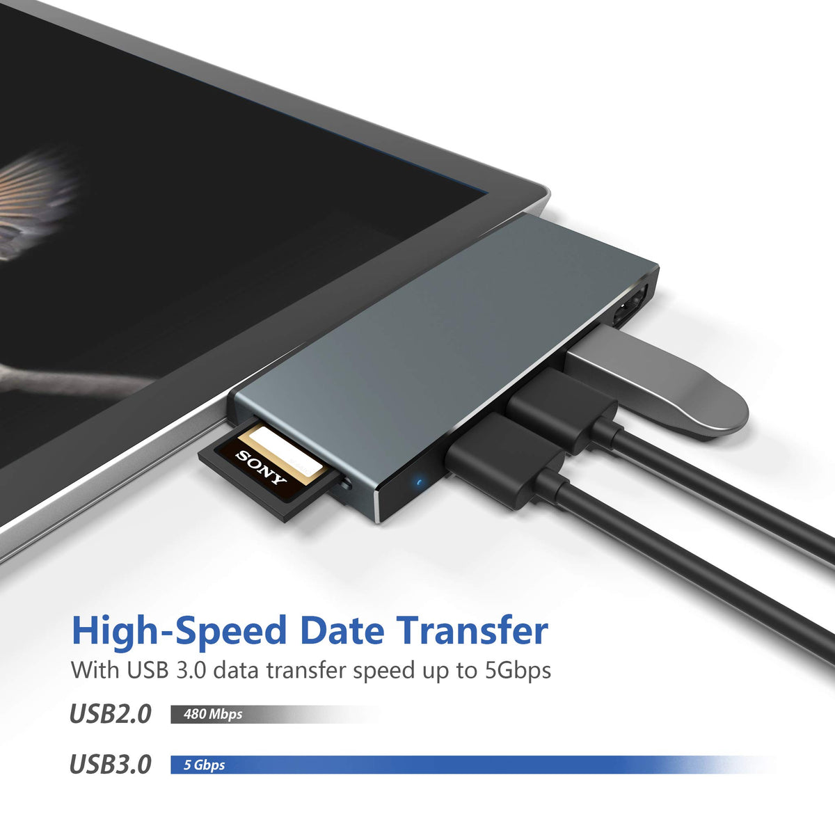 Cateck Surface Pro Dock aluminum body showcases sleek design and heat dissipation