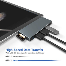 Cateck Surface Pro Dock aluminum body showcases sleek design and heat dissipation