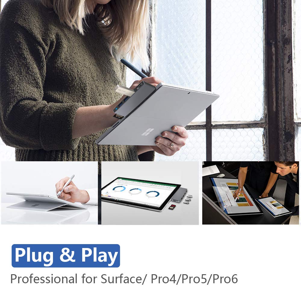 Cateck Surface Pro Dock full setup expands ports for keyboards and peripherals