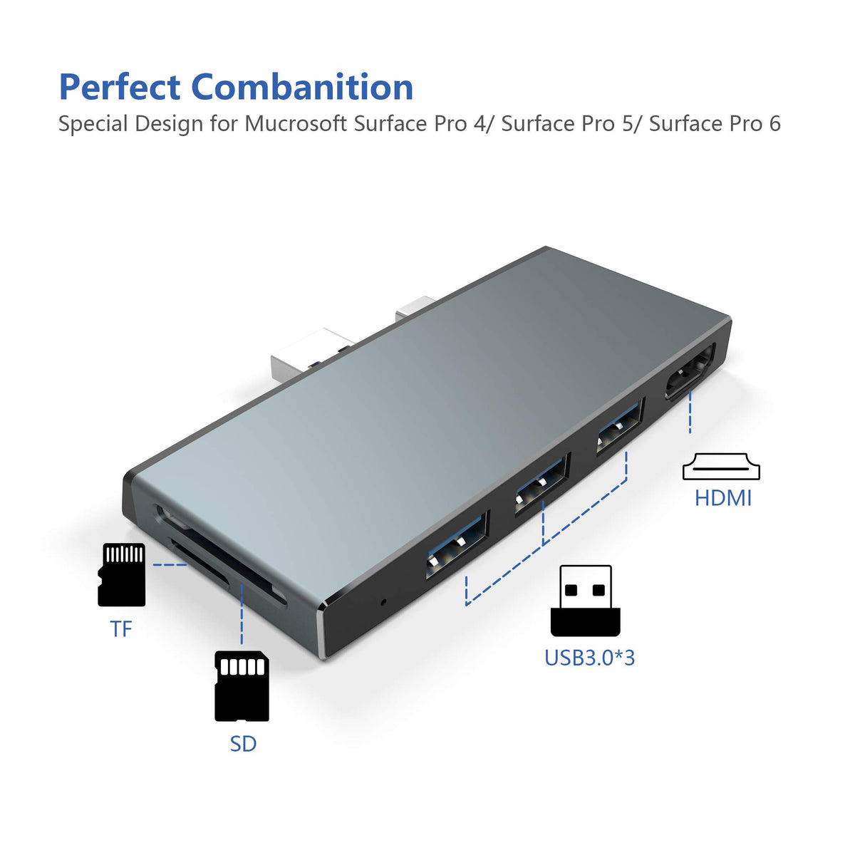 Cateck Surface Pro Dock is travel-ready and lightweight for on-the-go work