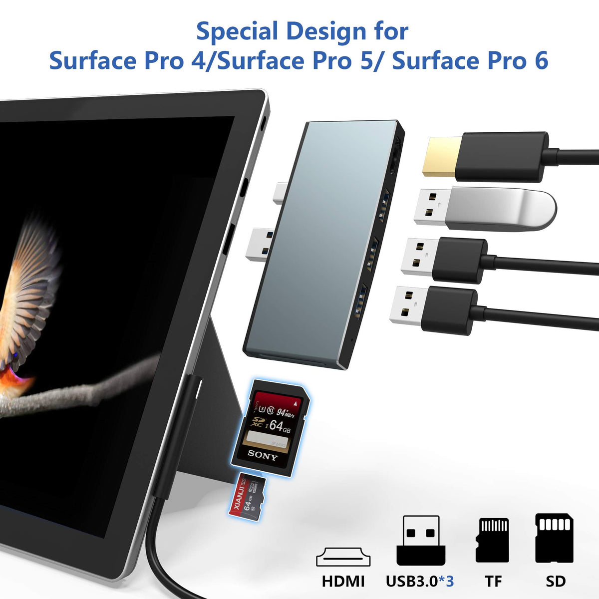 Cateck Surface Pro Dock USB 3.0 ports enable fast peripheral transfers