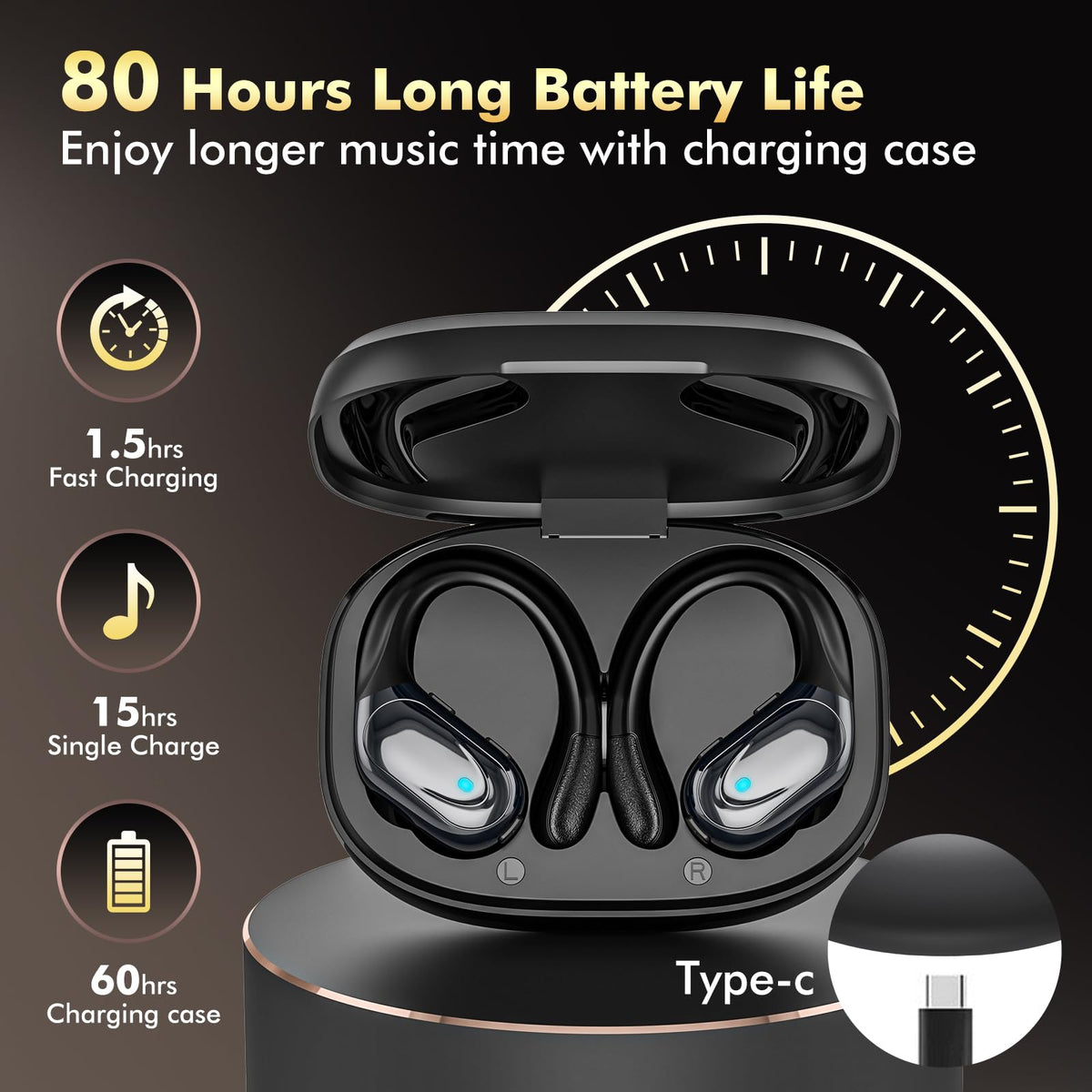 Catitru BX17 ergonomic earhooks provide secure, comfortable fit during workouts.