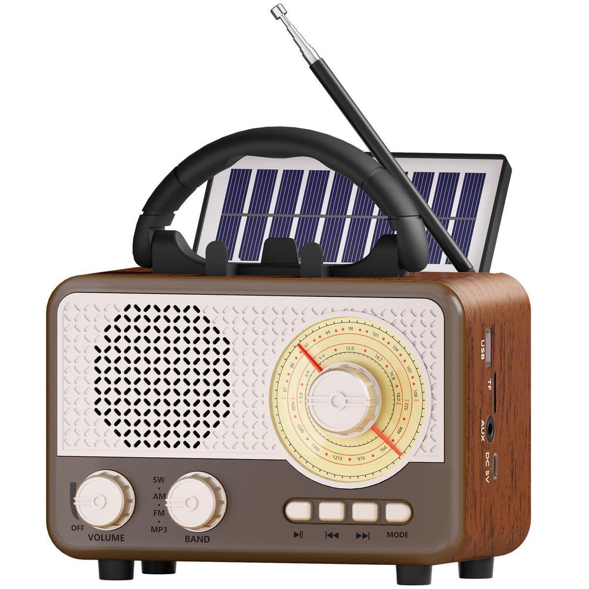 Caulikine portable radio top view with built-in phone stand for hands-free viewing