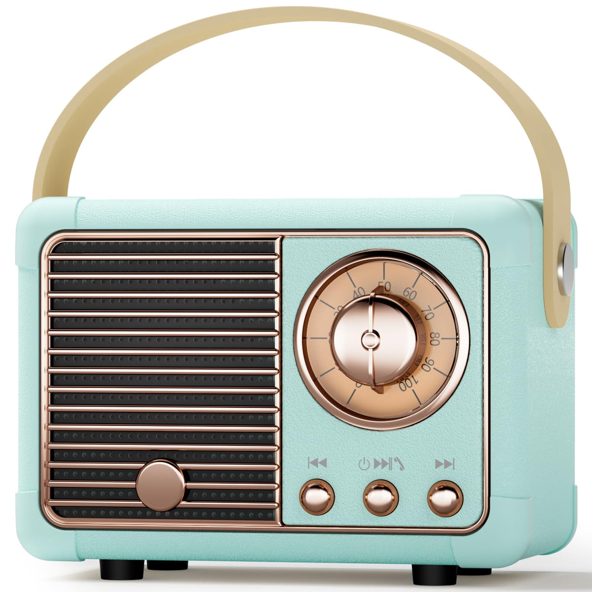 Caulikine Retro Mini Speaker front view, portable retro design and compact size.