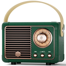 Caulikine vintage retro Bluetooth speaker front view; portable sound for travel
