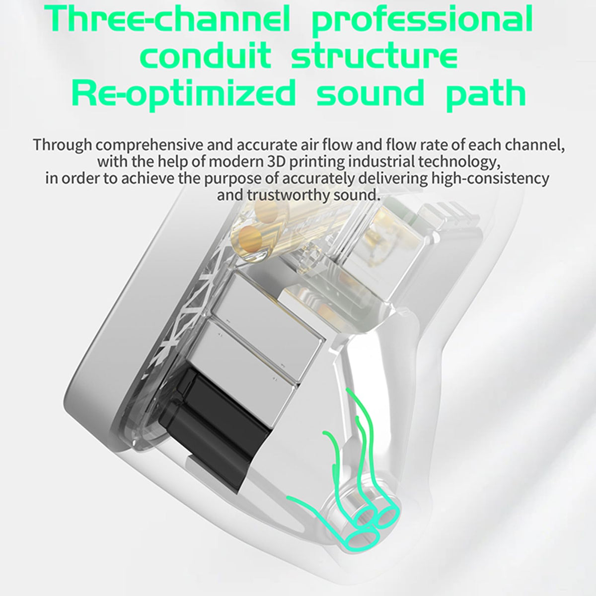 CCA KZ AS16 PRO ergonomic shell provides comfortable, noise-isolating fit.
