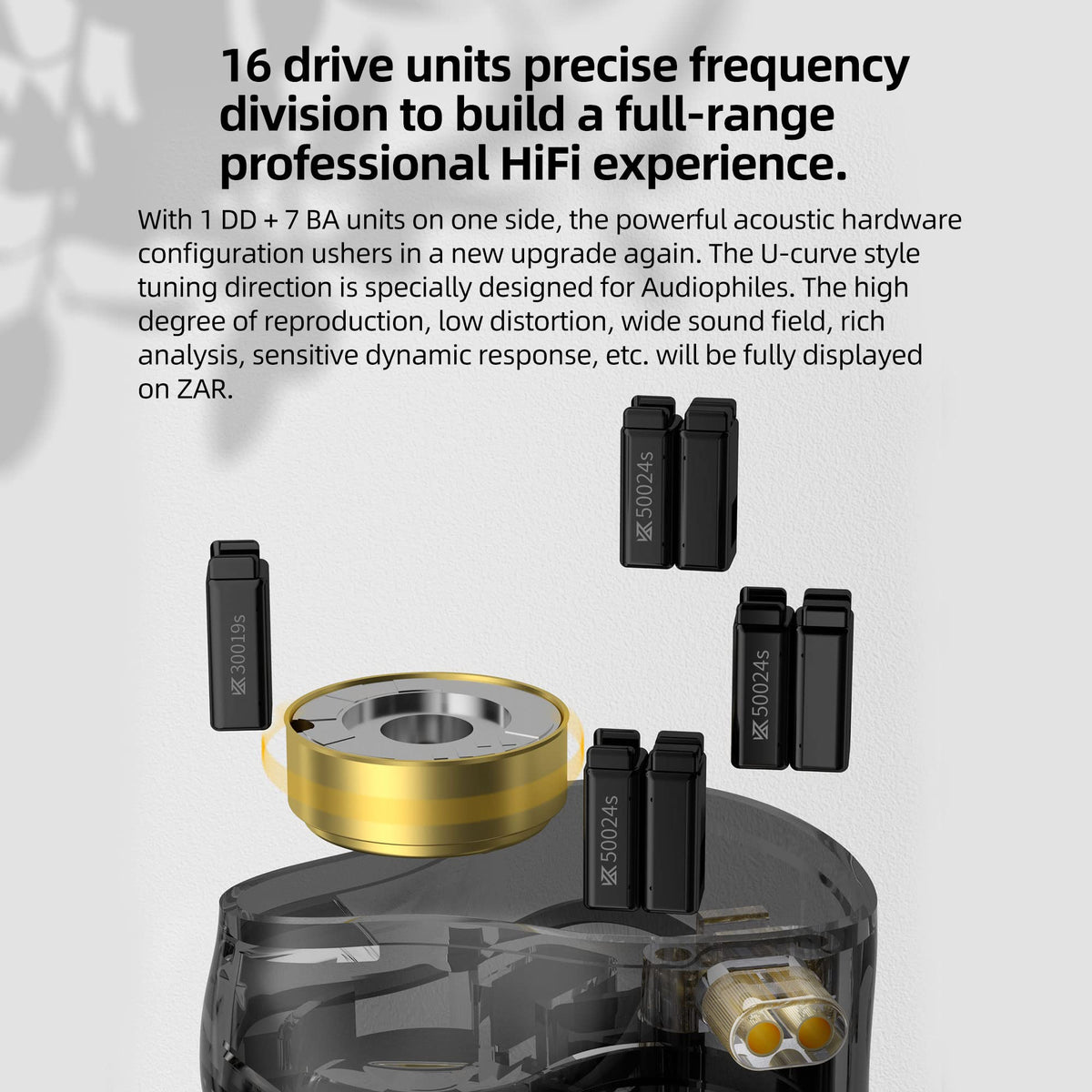 CCA KZ ZAR ear tip sizes illustrate customized fit with three options.