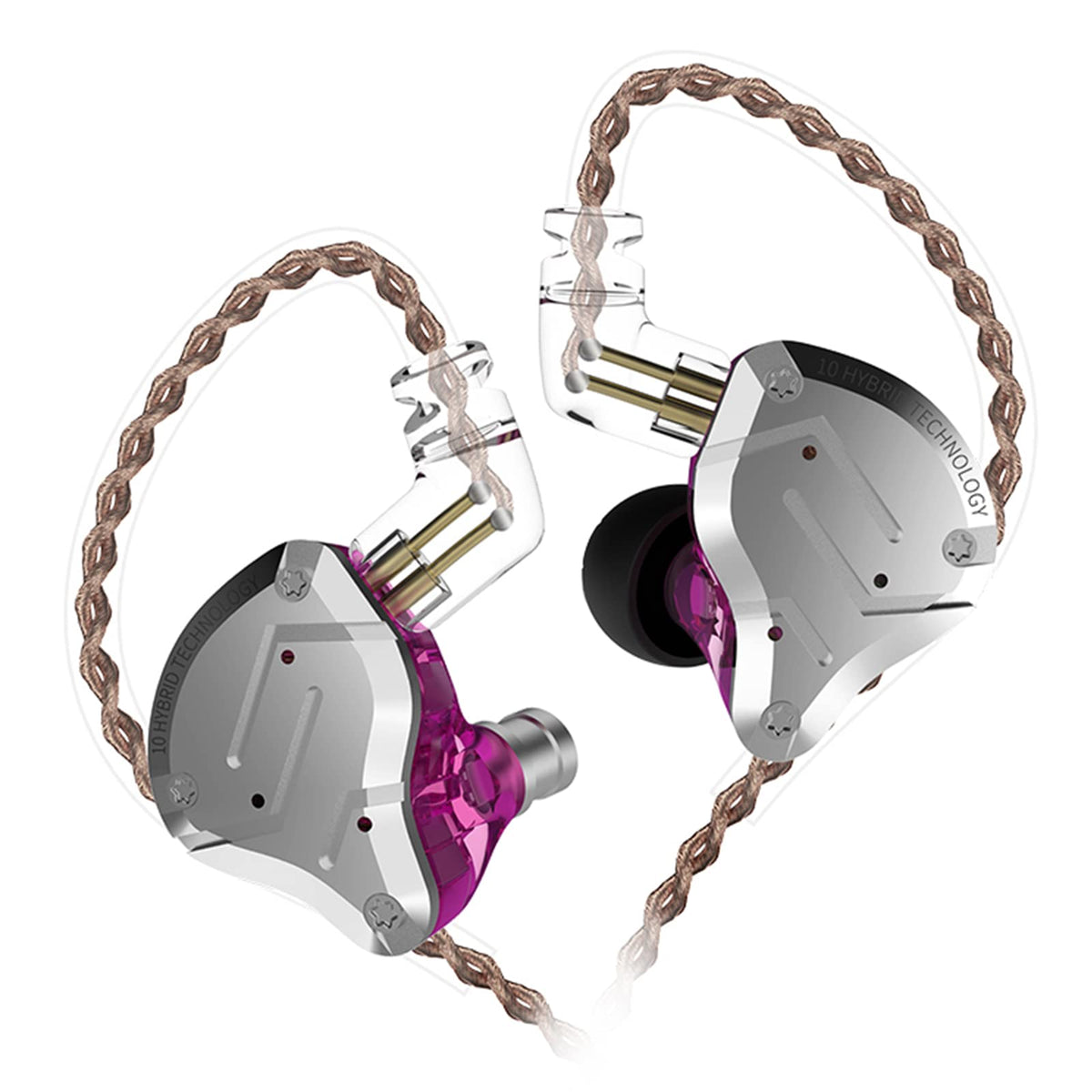 CCA KZ ZS10 Pro front view showing metal faceplate and ergonomic shape for durable look