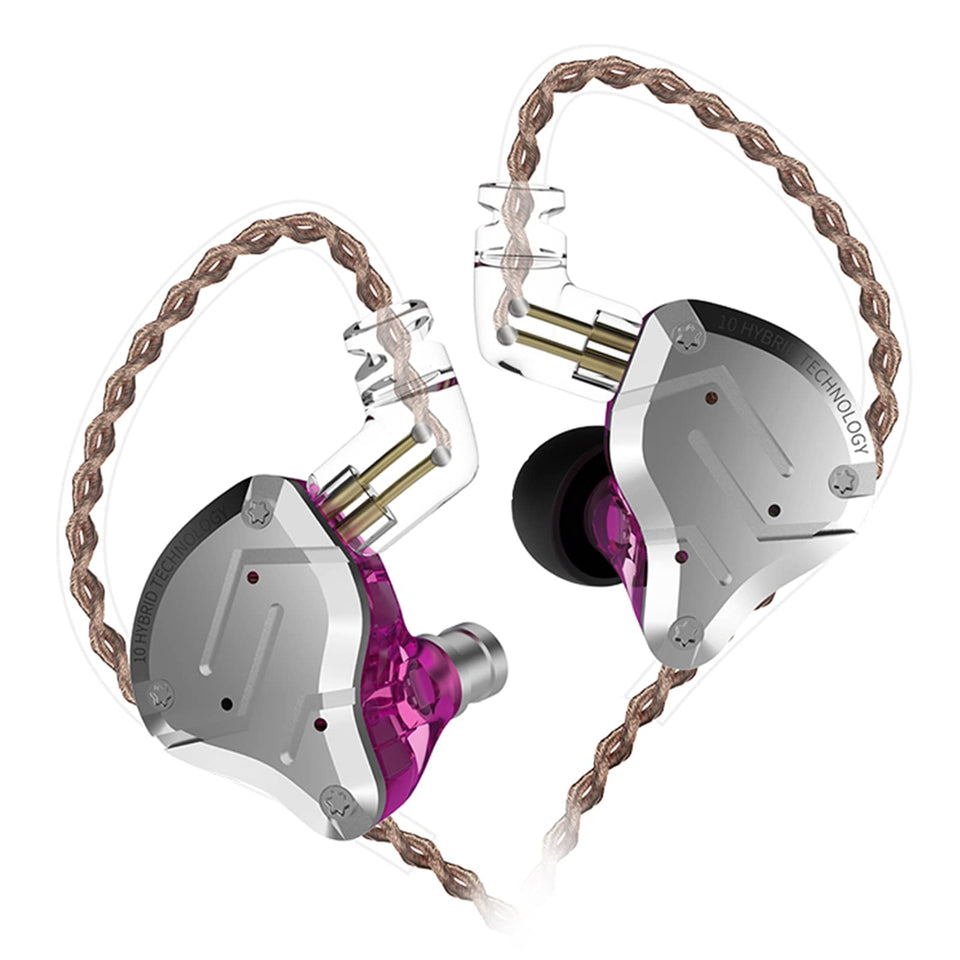 CCA KZ ZS10 Pro front view showing metal faceplate and ergonomic shape for durable look