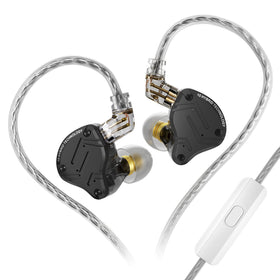 CCA KZ ZS10 PRO X front view showing polished metal faceplate and ergonomic shell for durability