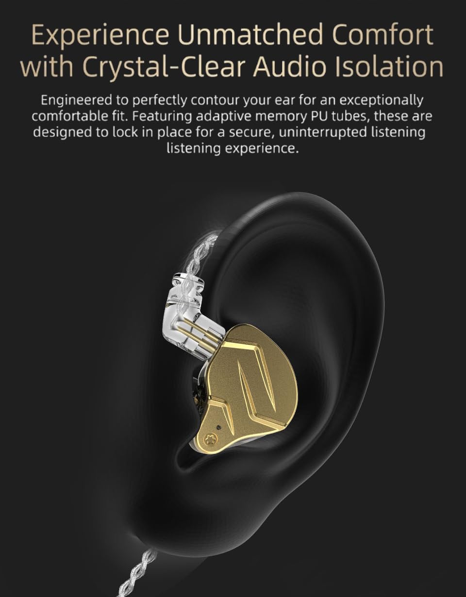 CCA KZ accessory layout with tips and case emphasizing customization and convenience benefit