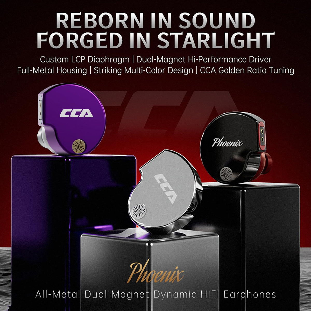 CCA Phoenix driver close-up highlighting dual-magnet 10mm driver benefit