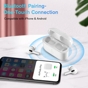 CCAN AirPods Pro case shows Bluetooth sync button for quick pairing.