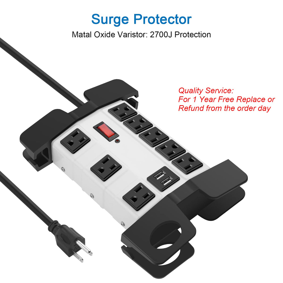 CCCEI long 10ft cord with velcro wrap demonstrating organized cable management benefit