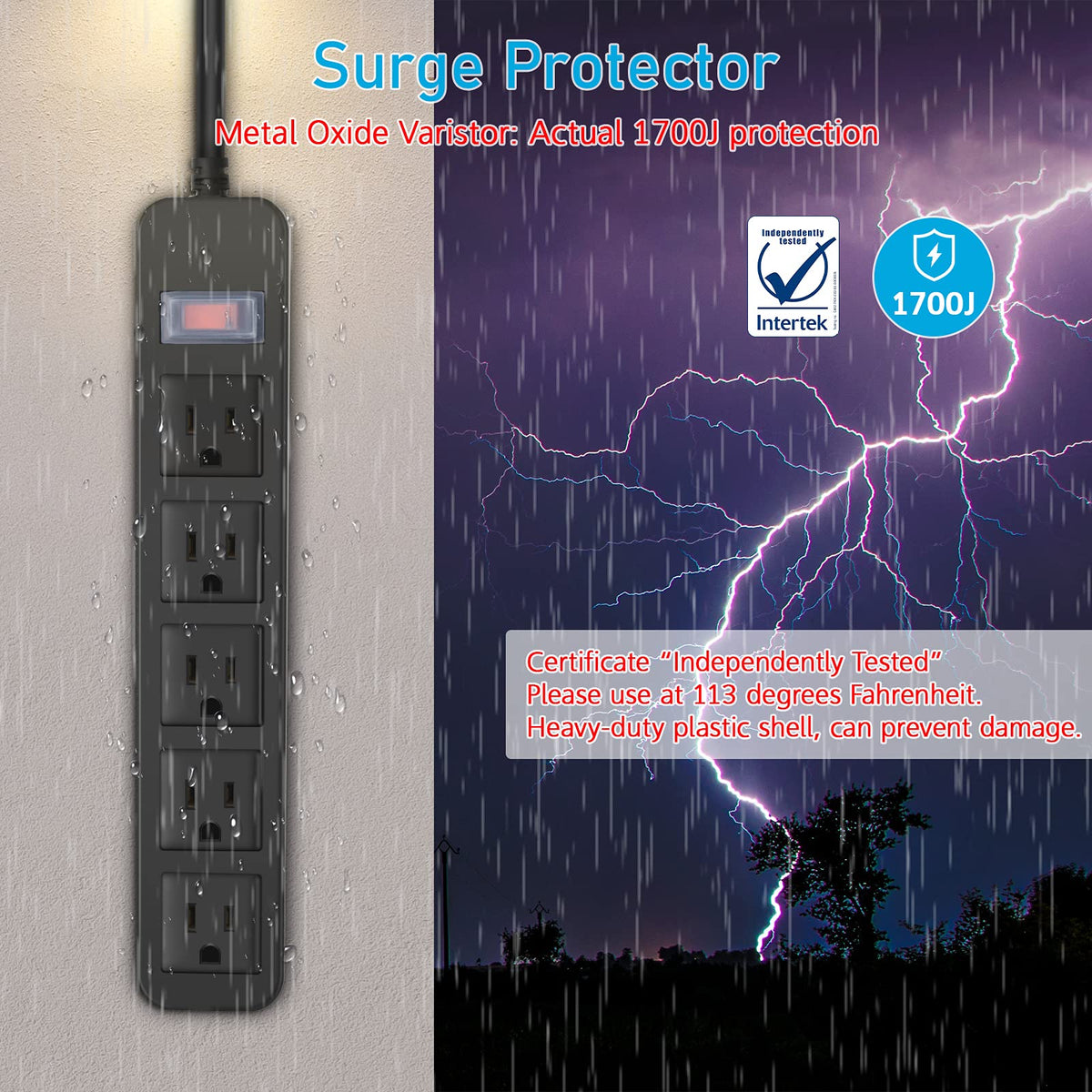 CCCEI 5ft flat-plug extension cord ideal for tight outdoor spaces.