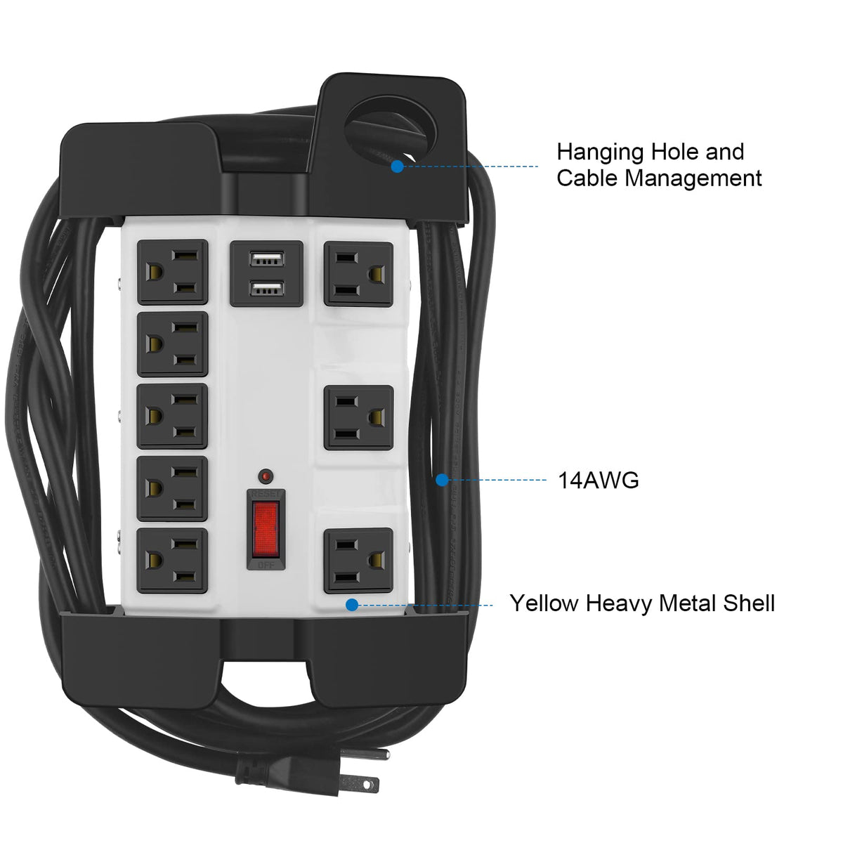CCCEI circuit breaker and reset switch detail showing quick overload protection benefit