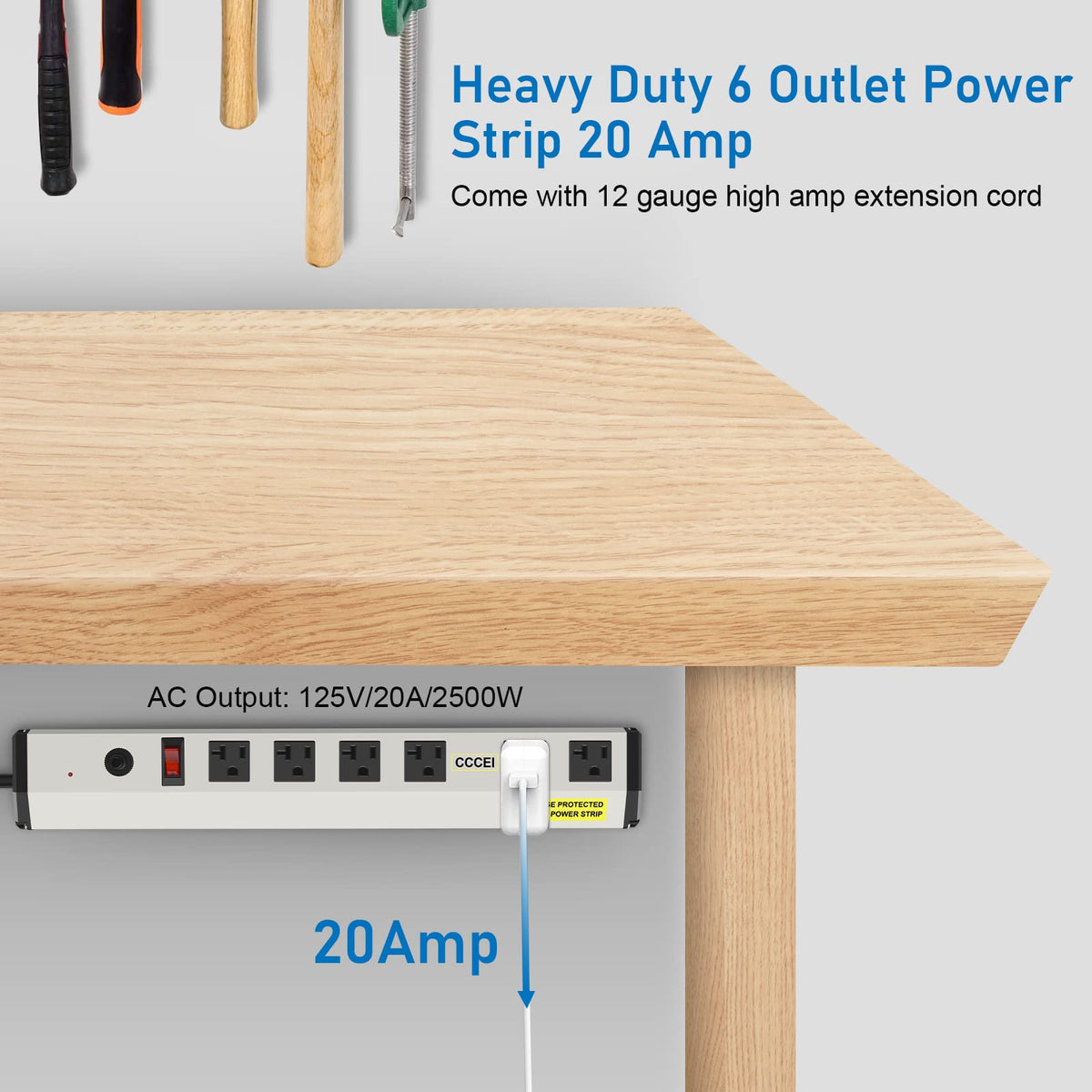 CCCEI closeup of wide-spaced outlets illustrating easy accommodation of large plugs