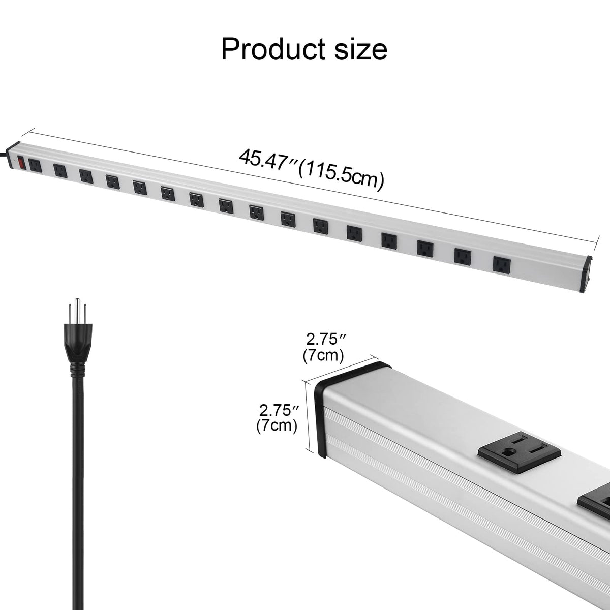 CCCEI close-up of outlet spacing enabling large plugs and improved accessibility