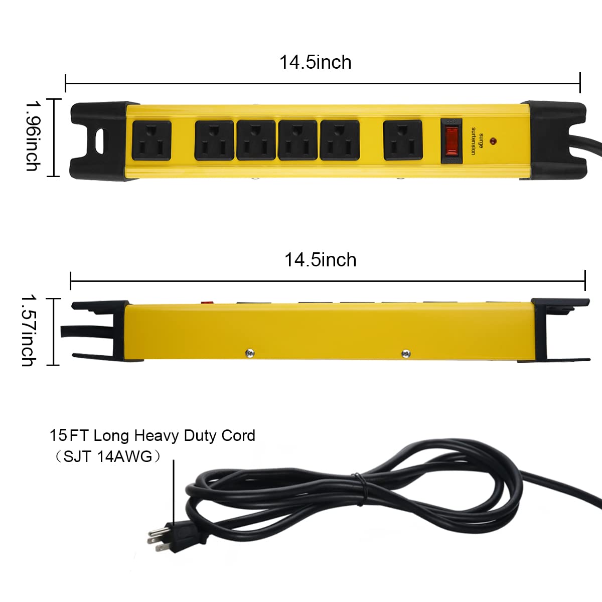CCCEI 15ft cord and grounded plug detail providing extended reach benefit