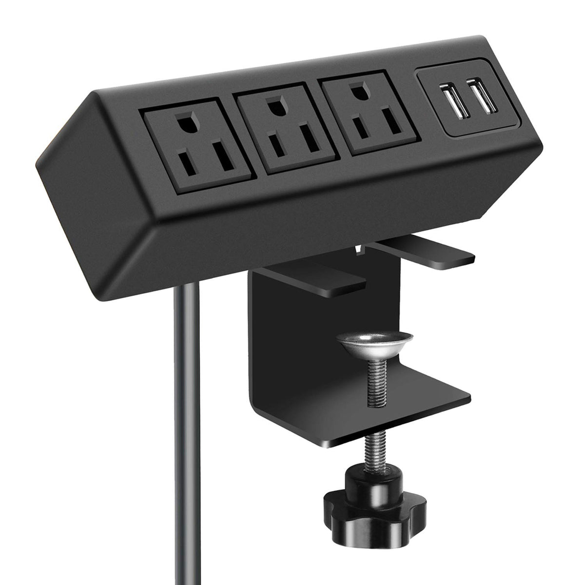 CCCEI three-outlet desk clamp power strip with USB ports for clutter-free workspace