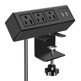 CCCEI desk-edge clamp power strip with USB ports for tidy cable management