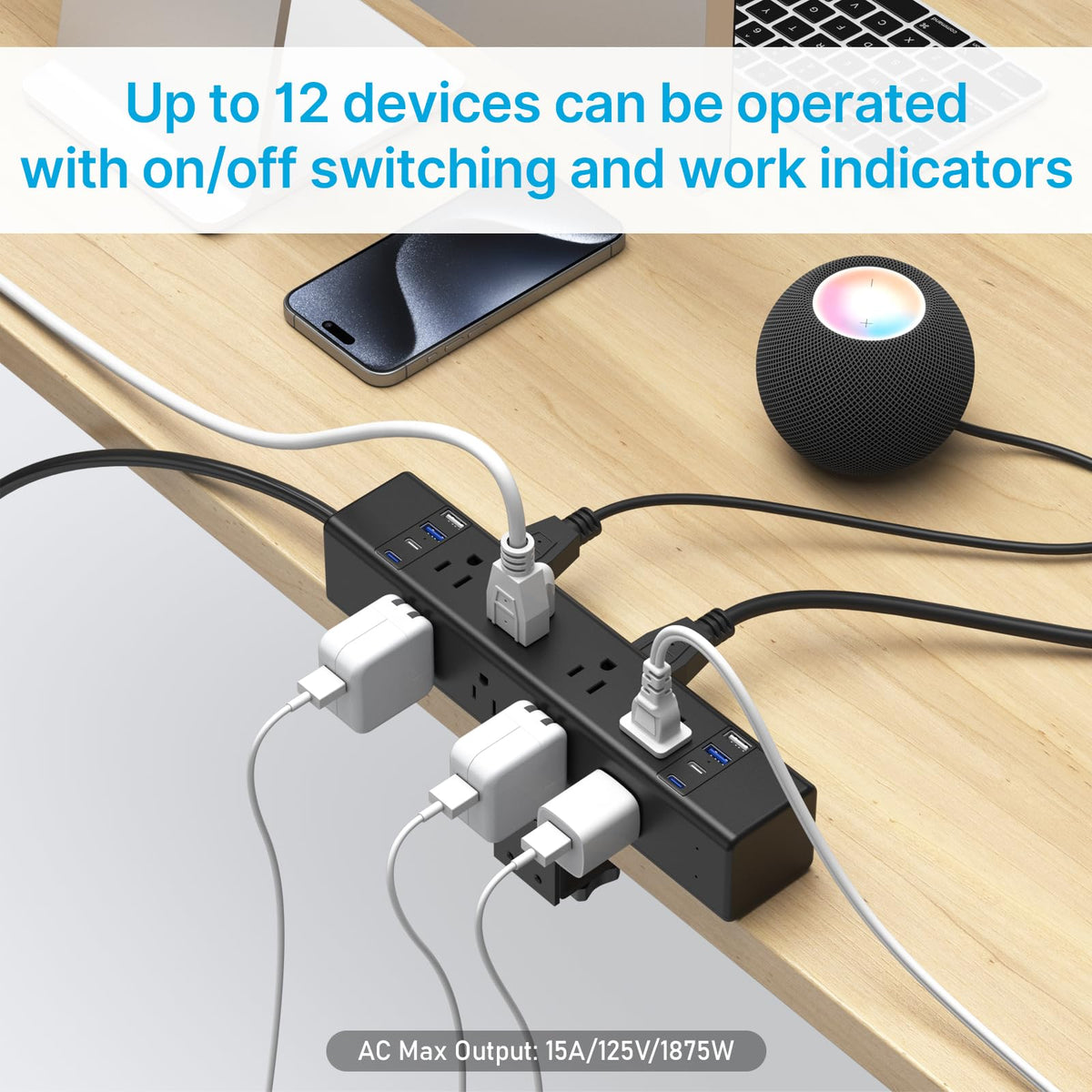 CCCEI flat 10ft power cord reaching distant wall outlets easily