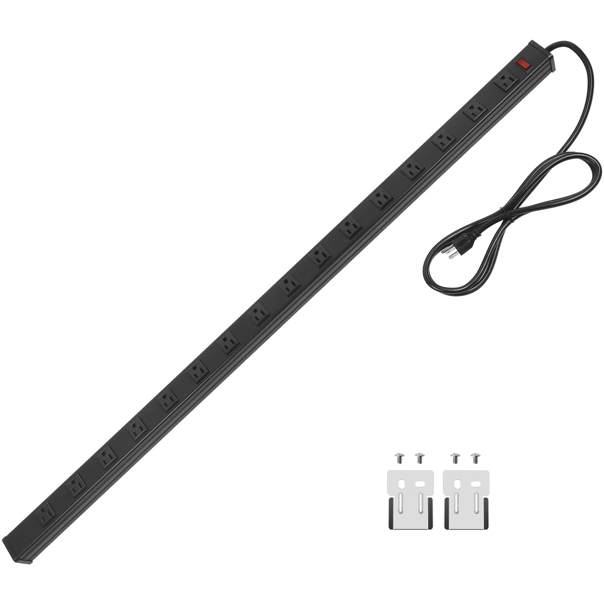 CCCEI front view of 16-outlet metal power strip showing durability and high capacity