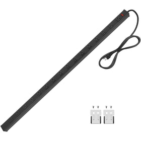 CCCEI front view of 16-outlet metal power strip showing durability and high capacity