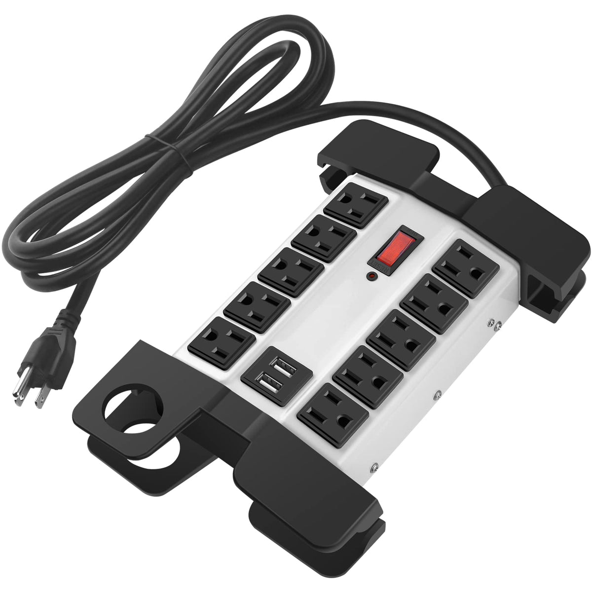 CCCEI front view metal power strip showing all 10 outlets and benefits of consolidation