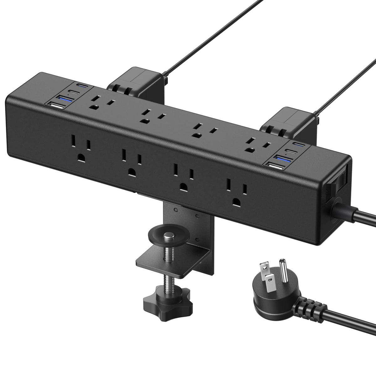 CCCEI front view showing outlets and USB ports for tidy desk power