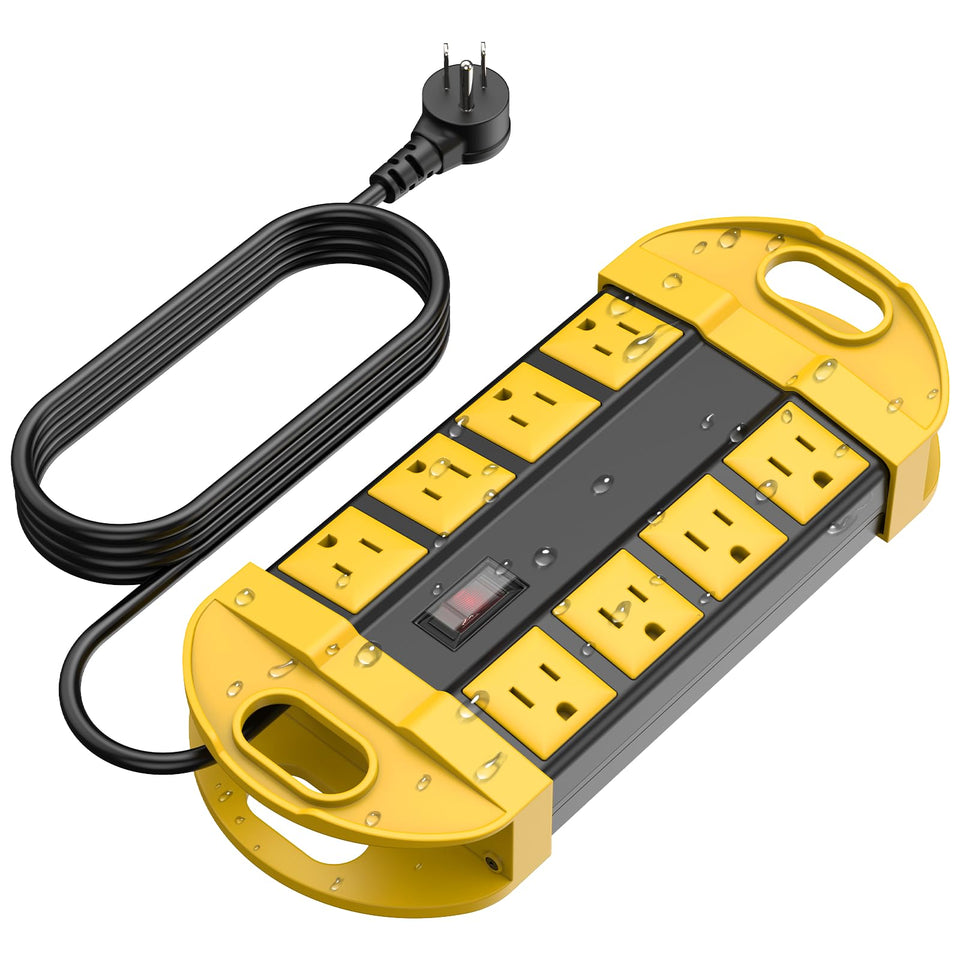 CCCEI front view showing 8 outlets and weatherproof body, durable outdoor power