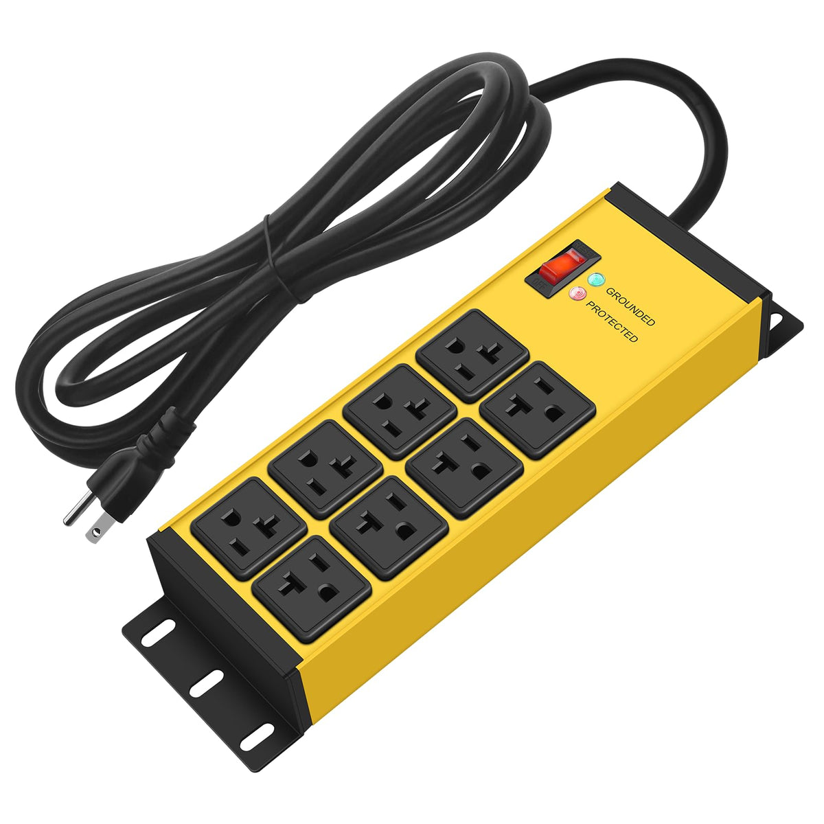 CCCEI front view showing eight outlets and rugged yellow housing for clear visibility