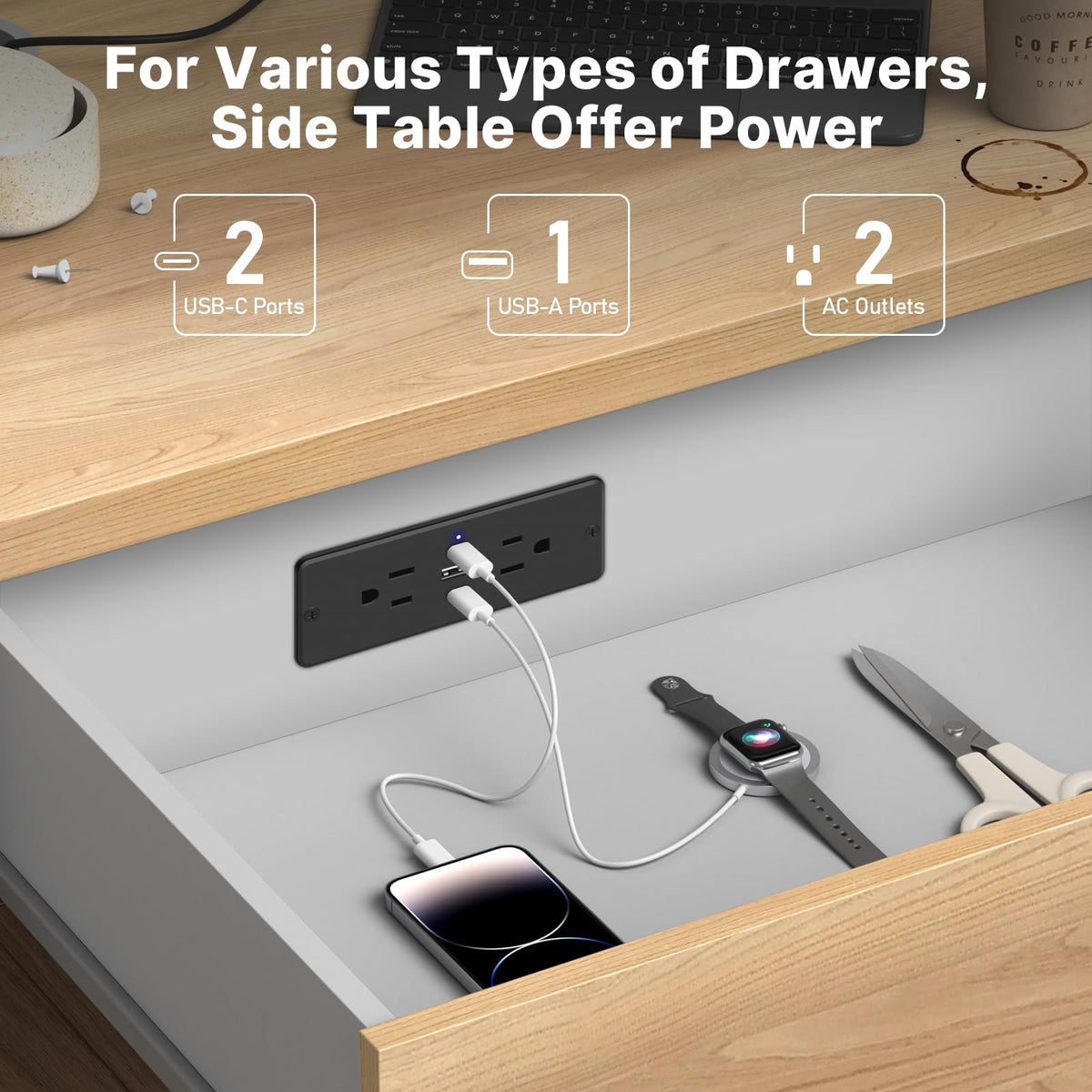 CCCEI furniture flush mount power strip installs flush, saving desk space.