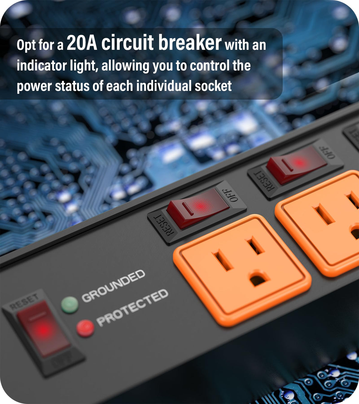 CCCEI individual 20A circuit breakers enable separate device control