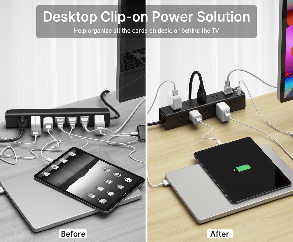 CCCEI installed on desk with laptop keeping power within reach and reducing clutter