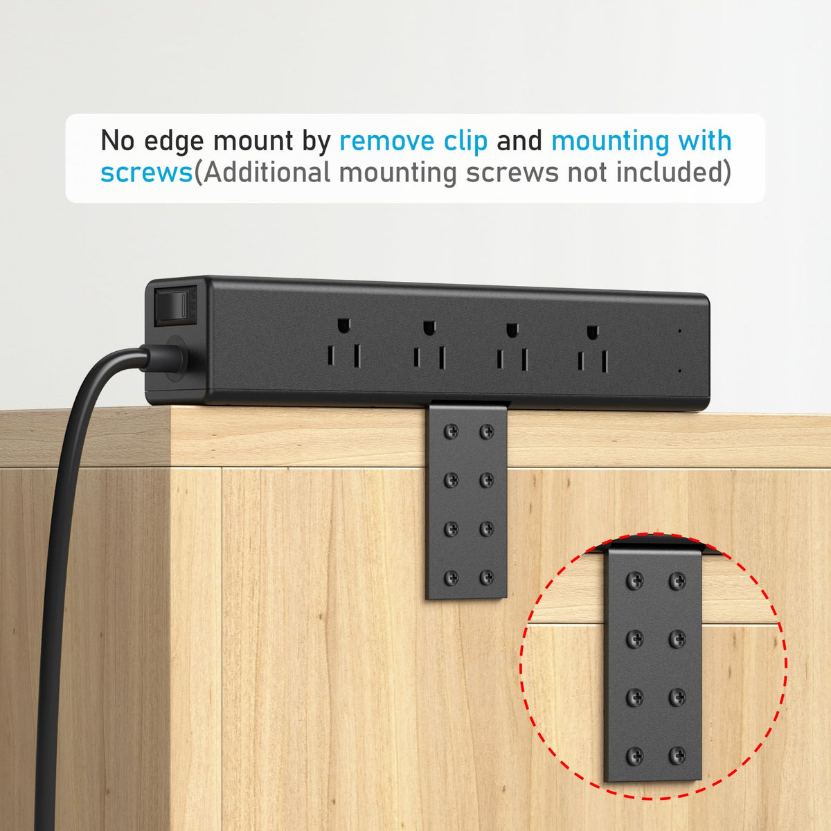 CCCEI clamped to a standing desk edge for organized power access